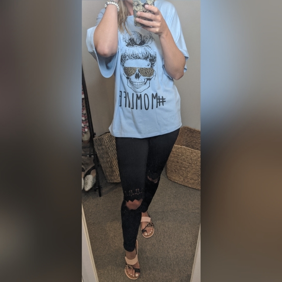Mom Life Casual Off Shoulder Tee - Picture 3 of 3
